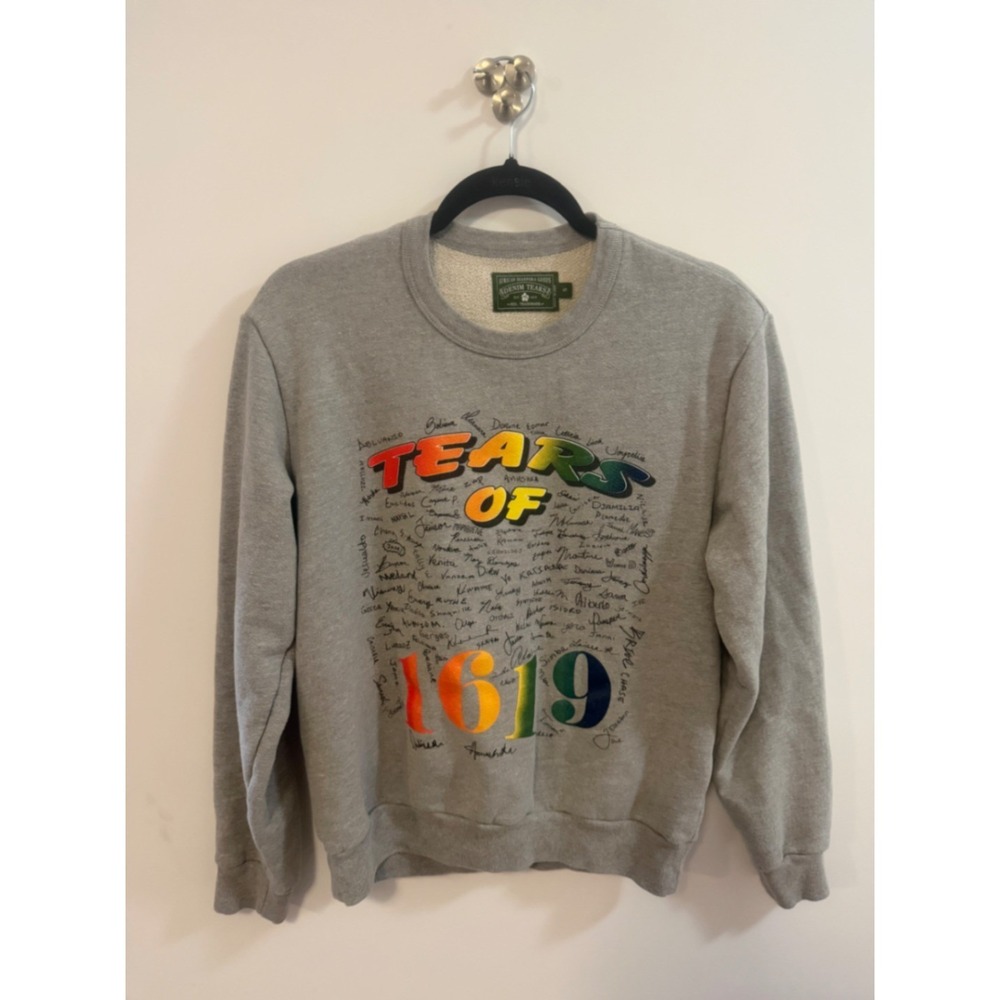 Denim Tears 1619 White Lion Sweatshirt Gray Rainbow Graphic Crewneck Small